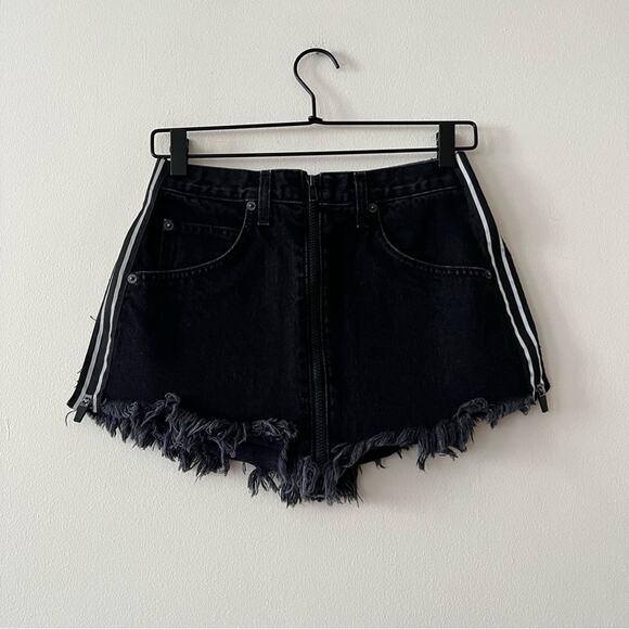 LF Carmar Black Side-Zip Moto Denim Mini Skirt - Picture 1 of 6